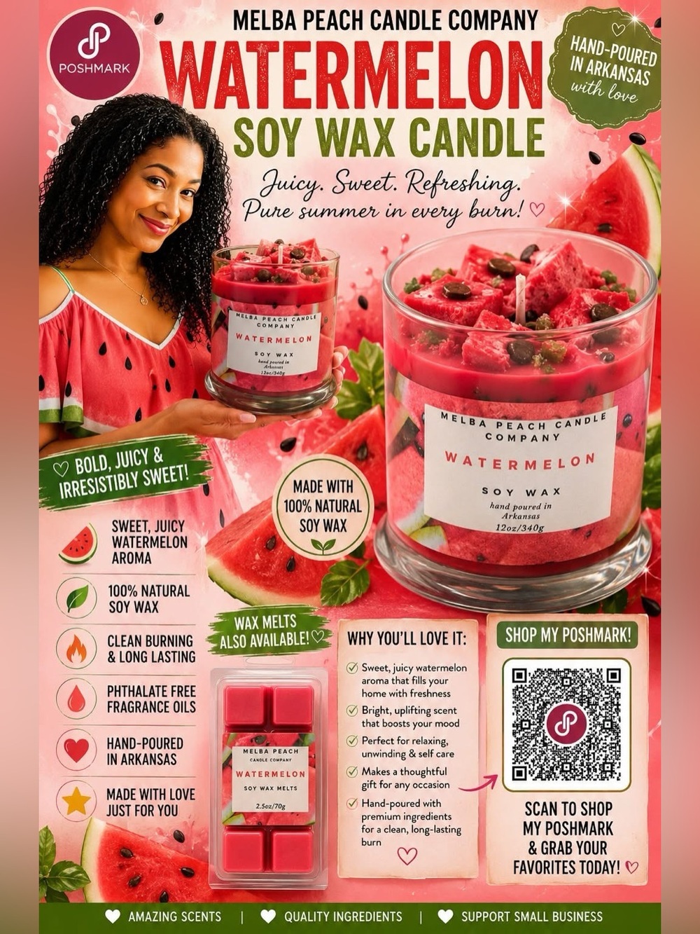 Watermelon Soywax Candle 12oz